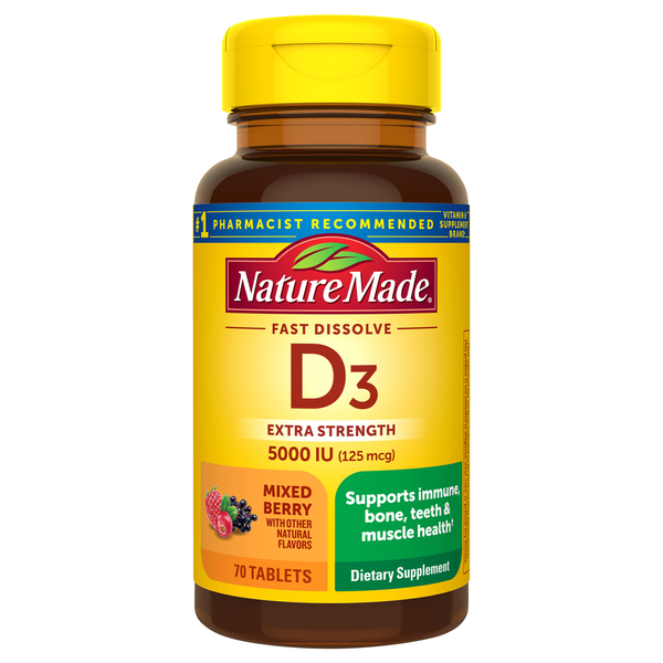Nature Made Vitamin D3 5000 IU Extra Strength Tablets Mixed Berry