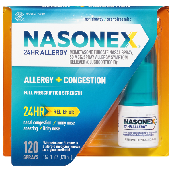 Nasonex 24 Hour Non-Drowsy Allergy + Congestion Spray 120 Sprays