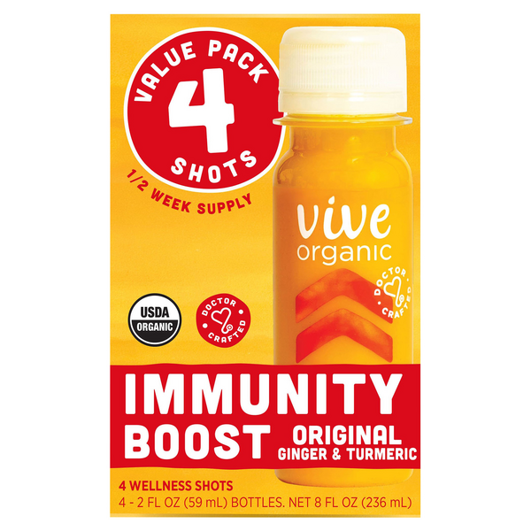 Vive Organic Original Ginger Turmeric Immunity Boost Wellness Shot - 4 pk