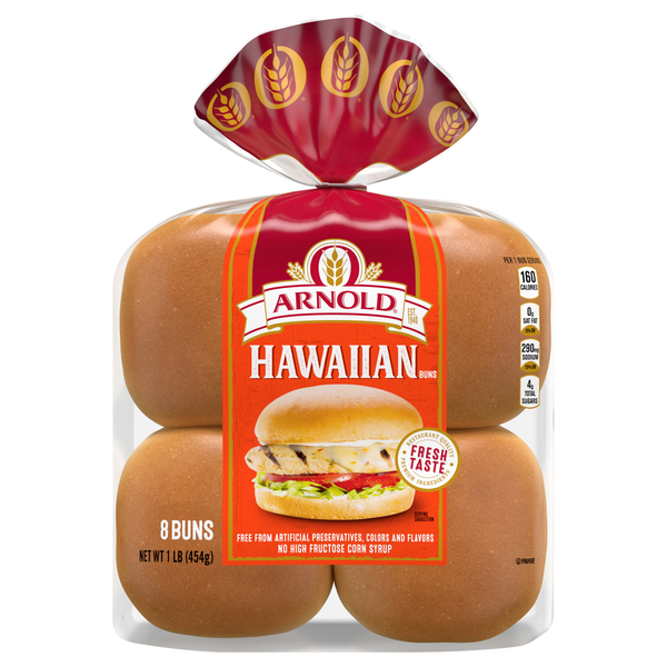 Arnold Sweet Hawaiian Hamburger Buns Sliced - 8 ct