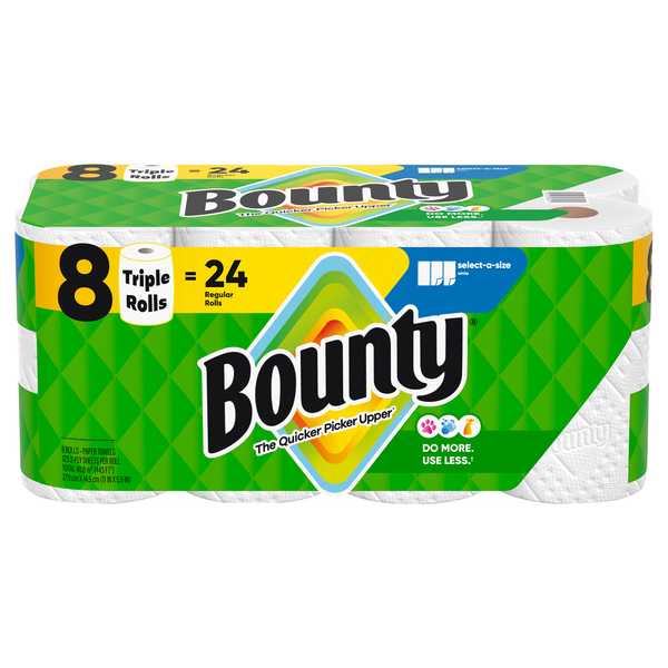 Bounty Select-A-Size White Triple Rolls Paper Towels - 8 ct