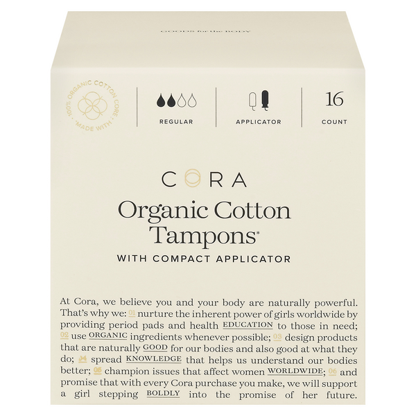 Cora Organic Cotton Regular Compact Tampons