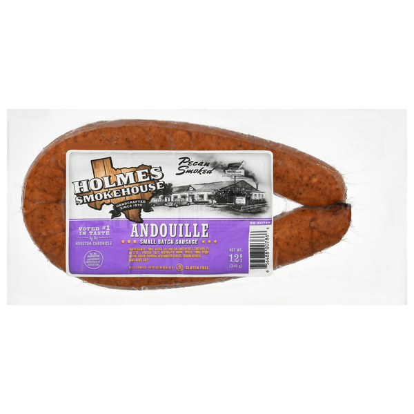 Save on Holmes Smokehouse Small Batch Sausage Andouille Pecan Smoked