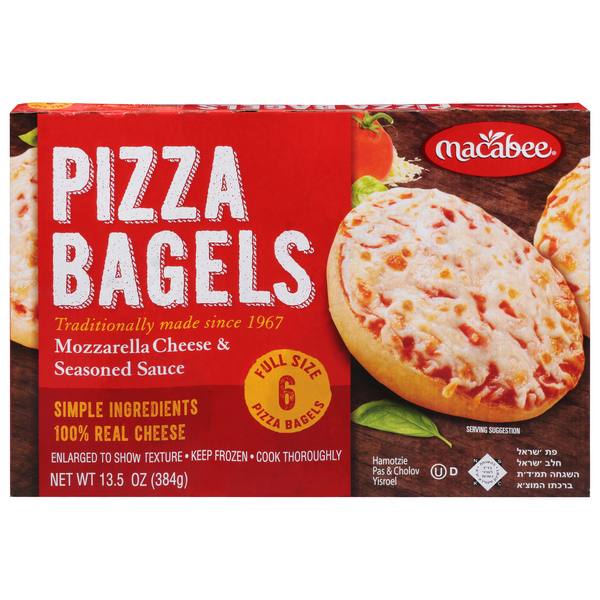 Save on Macabee Pizza Bagels Mozzarella Cheese Mini 6 ct Frozen Order