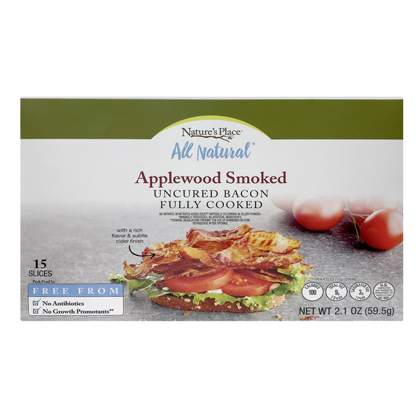 Nature's Place All Natural Fully Cooked Uncured Applewood Smoked Bacon