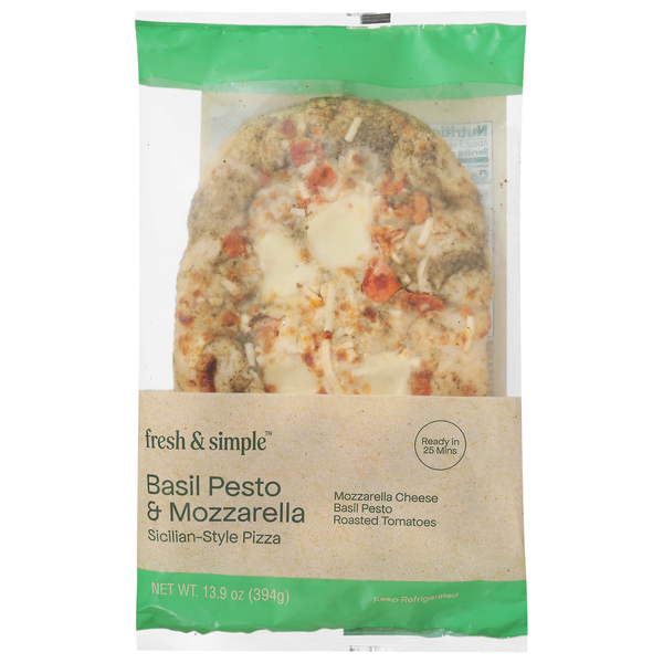 Fresh & Simple Sicilian Style Basil Pesto & Mozzarella Pizza Refrigerated