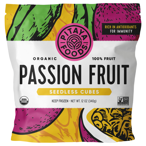 Pitaya Foods Organic Seedless Passion Fruit Cubes Frozen