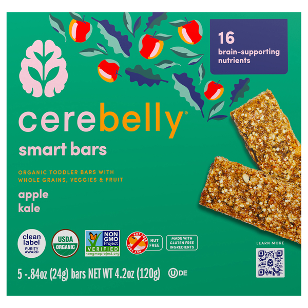 Cerebelly Smart Bars Organic Gluten Free Apple Kale - 5 ct