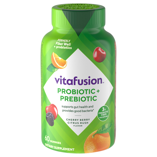 vitafusion Fiber Well Blue Raspberry Cherry & Orange Flavors Gummies