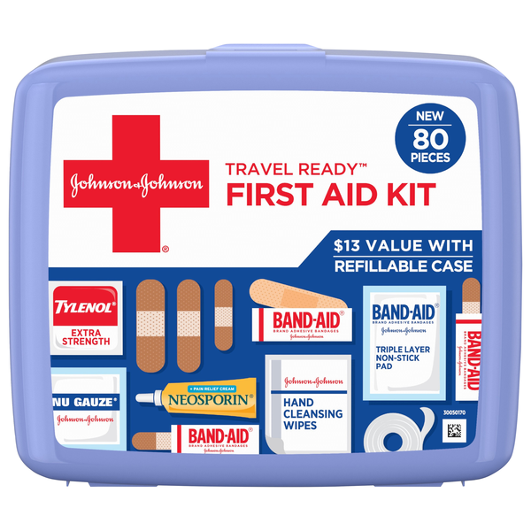 Johnson & Johnson Travel Ready First Aid Kit 80 Items