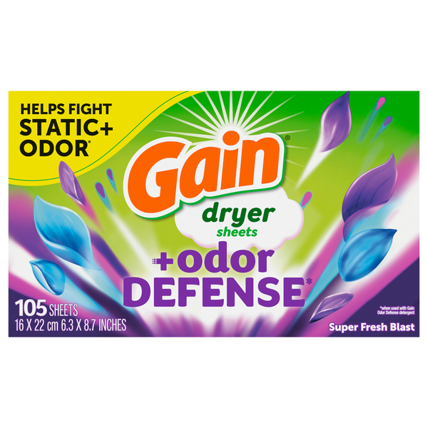 Gain +Odor Defense Super Fresh Blast Dryer Sheets