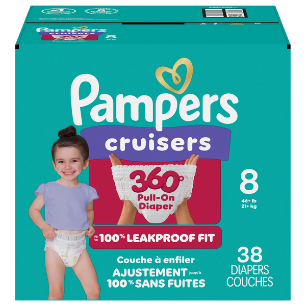 Pampers Cruisers 360 Size 8 Pull-On Diapers 46+ lbs