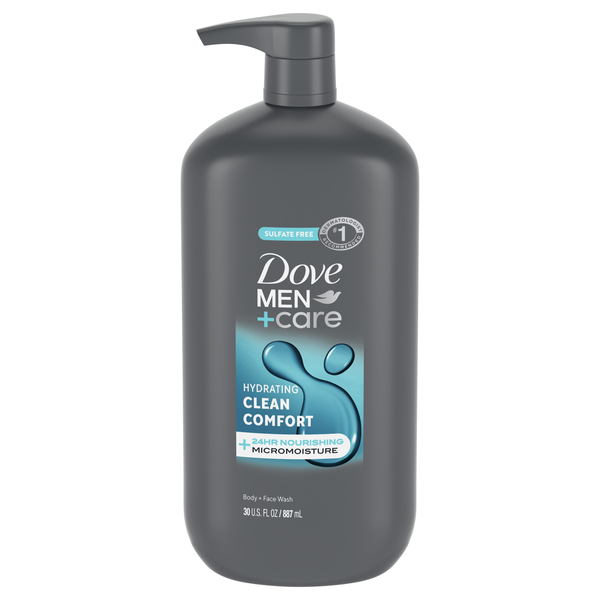 Dove Men+Care Clean Comfort Hydrating Body + Face Wash Pump