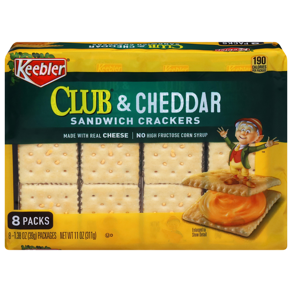 Keebler Club & Cheddar Sandwich Crackers - 8 ct