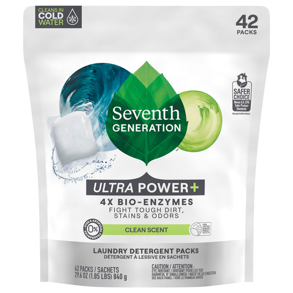 Seventh Generation Ultra Power+ Clean Scent Laundry Detergent Packs