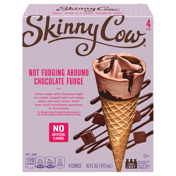 Skinny Cow Light Not Fudging Around Chocolate Fudge Ice Cream Cones - 4 ct