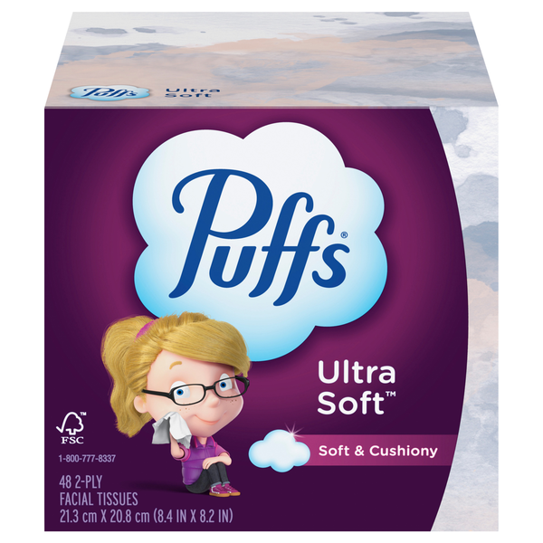 Puffs Ultra Soft 2-Ply Facial Tissue Cube Box