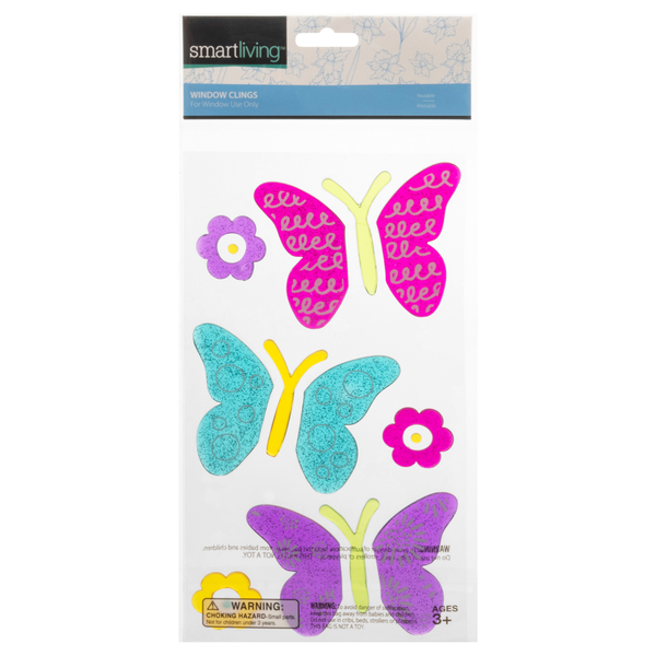 Smart Living Spring Window Clings Butterflies & Flowers Ages 3+