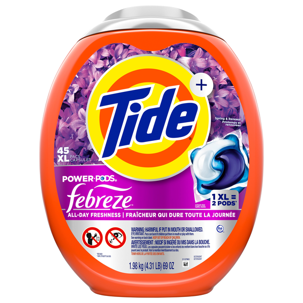 Tide+ Power Pods Febreze Spring & Renewal Laundry Detergent Pacs - 45 ct