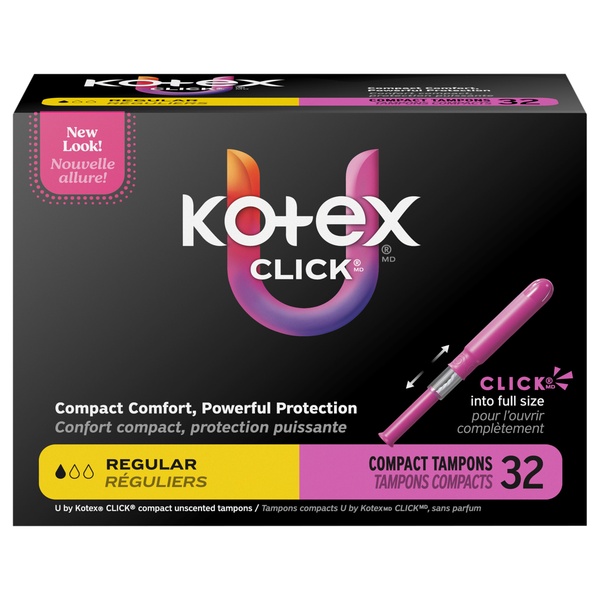 U by Kotex Click Unscented Regular Compact Tampons