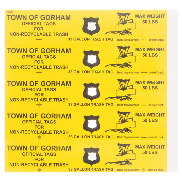 Town of Gorham 50# Municipal Trash Tags