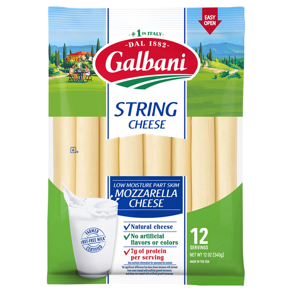 Galbani Part Skim Mozzarella String Cheese - 12 ct