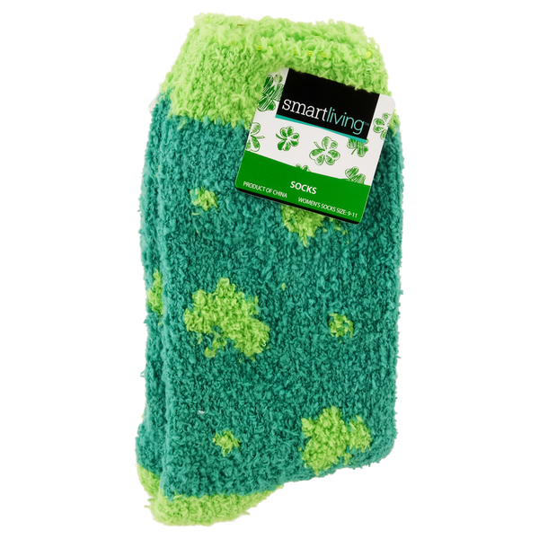 Smart Living St. Patrick's Day Cozy Socks Size 9-11 Shamrock