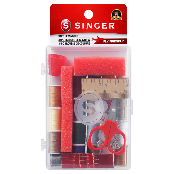 SINGER 65-Piece Sewing Kit In Red - Complete Beginner Sewing Supplies With Scissors & Thread