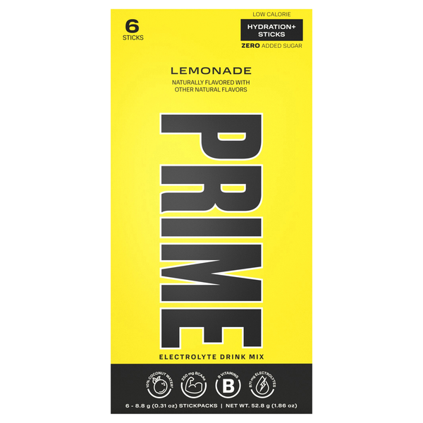 Prime Lemonade Electrolyte Drink Mix Hydration Sticks - 6 ct