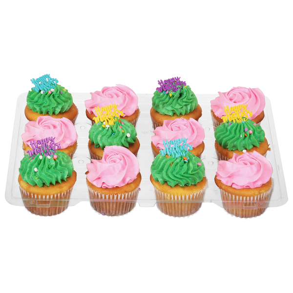 Food Lion Bakery Mother's Day Yellow Cupcakes w/Vanilla Icing - 12 ct