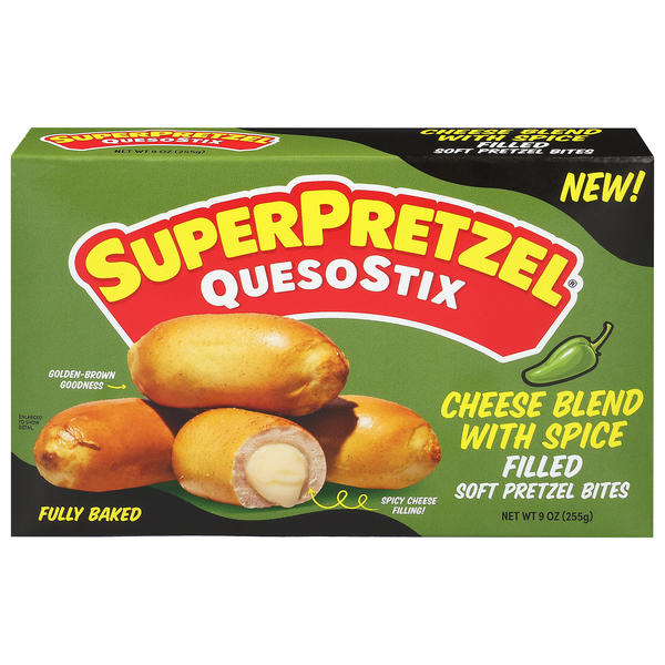 SuperPretzel QuesoStix Cheese & Spice Filled Soft Pretzel Bites Frozen