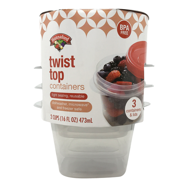Hannaford Containers & Lids Twist Top 2 Cups