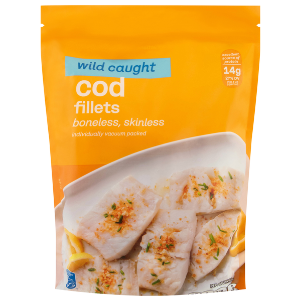 Wild Caught Boneless Skinless Cod Fillets Frozen