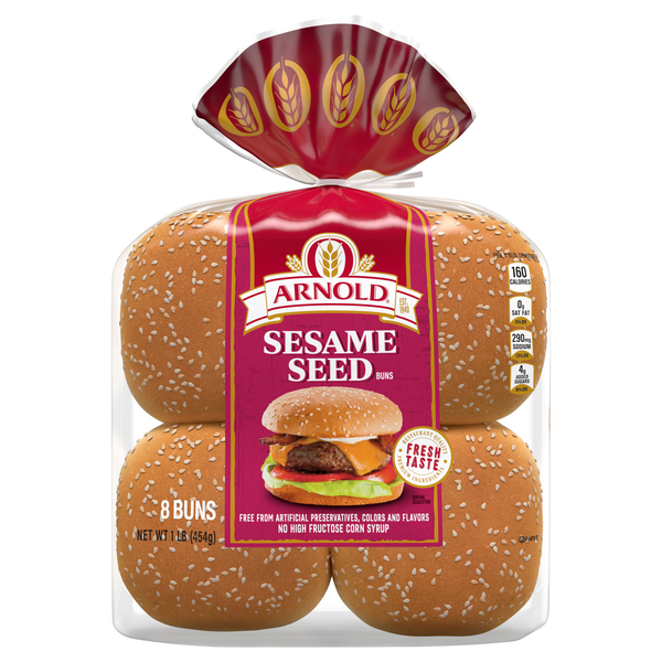 Arnold Sesame Seeded Hamburger Buns - 8 ct