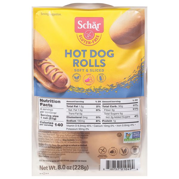 Schar Gluten Free Hot Dog Rolls - 4 ct