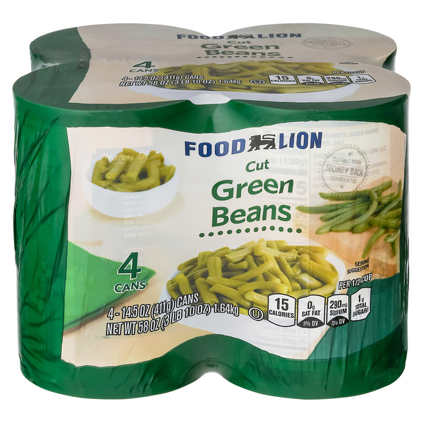 Food Lion Cut Green Beans - 4 ct
