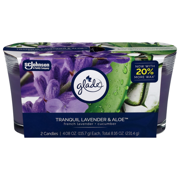 Glade Tranquil Lavender & Aloe Candles - 2 ct