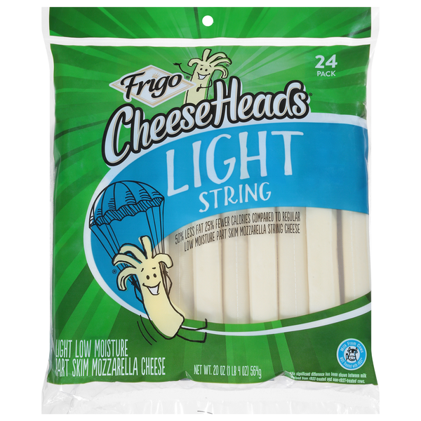 Frigo Cheese Heads Light Mozzarella String Cheese - 24 ct