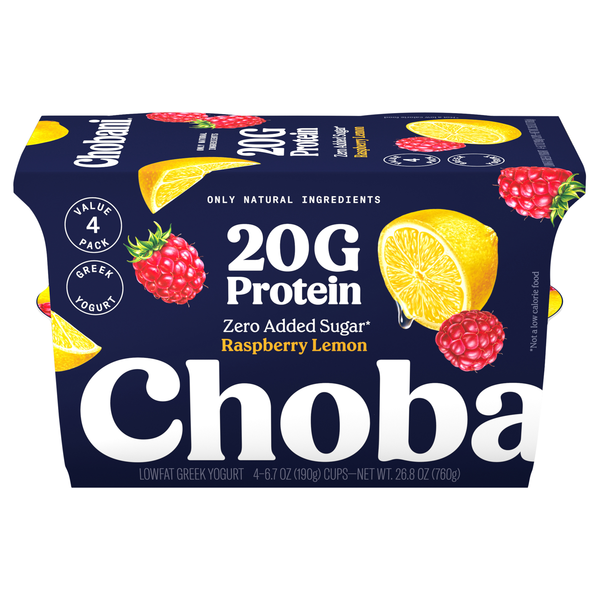 Chobani 20g Protein Lowfat Raspberry Lemon Greek Yogurt Value Cups - 4 ct