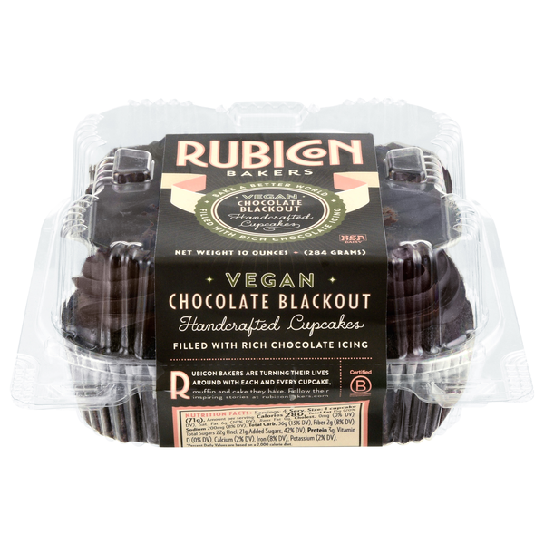Rubicon Bakers Vegan Chocolate Blackout Cupcakes - 4 ct