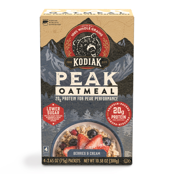 Kodiak Peak Lower Sugar Berries & Cream Protein Oatmeal - 4 ct