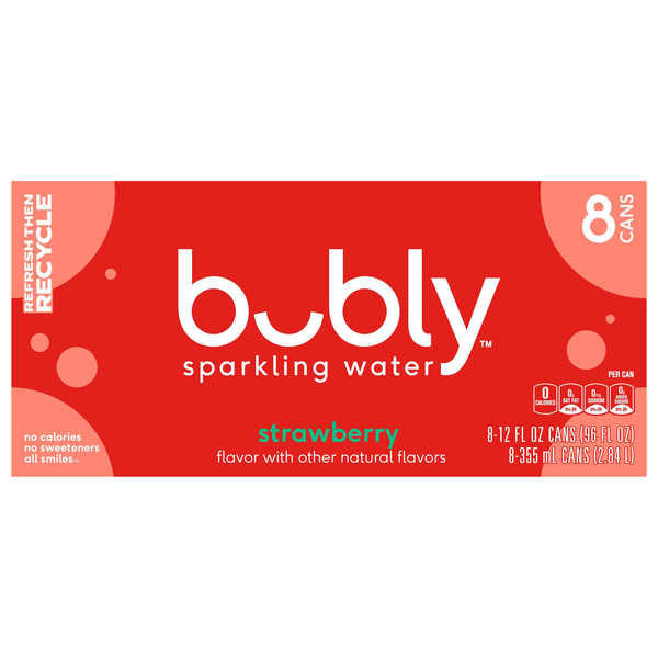 bubly Strawberry Sparkling Water - 8 pk