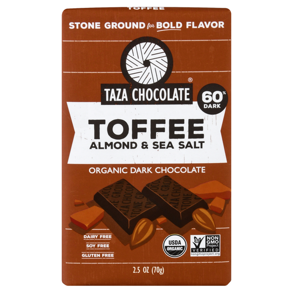 Save on Taza Chocolate Organic Dark Chocolate Toffee Almond & Sea Salt