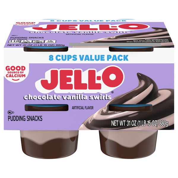 Jell-O Chocolate Vanilla Swirls Pudding Snack Cups - 8 ct