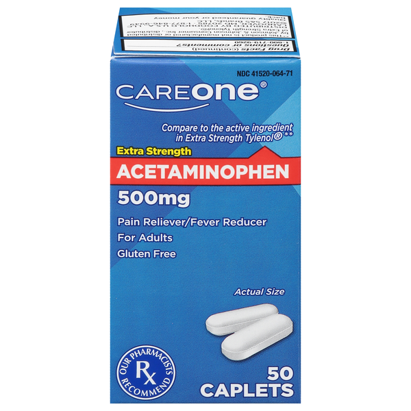CareOne Extra Strength Pain Relief Acetaminophen 500 mg Caplets