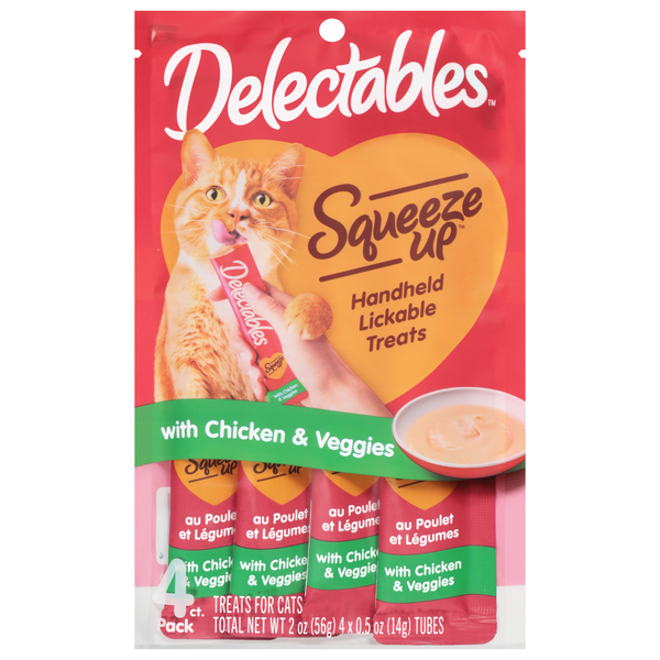 Delectables Squeeze Up Chicken & Veggies Lickable Cat Treat - 4 ct