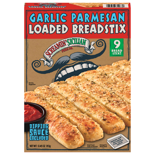 Screamin' Sicilian Garlic Parmesan Loaded Breadstix - 9 ct Frozen