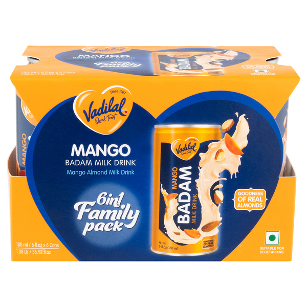 Vadilal Mango Badam Almondmilk Drink Family Pack - 6 pk