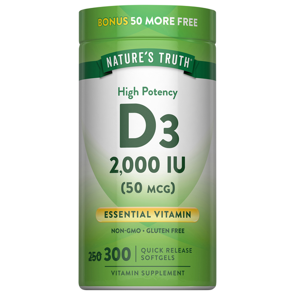 Nature's Truth High Potency 50mcg Vitamin D3 Softgels
