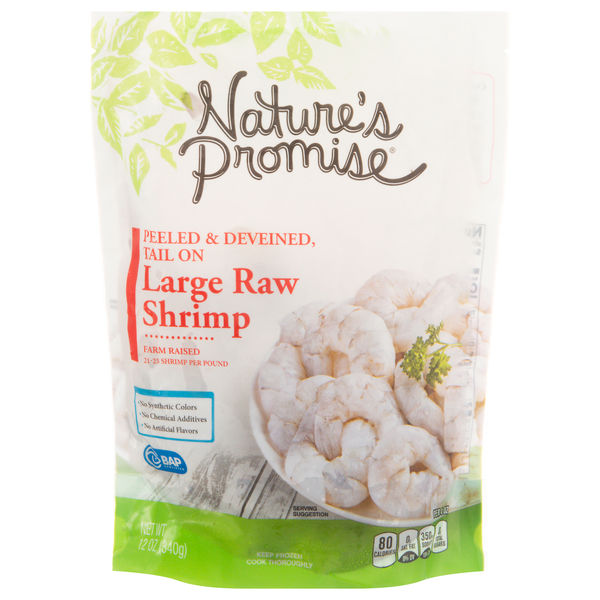 Nature's Promise Raw Peeled & Deveined Tail On Large Shrimp Frozen